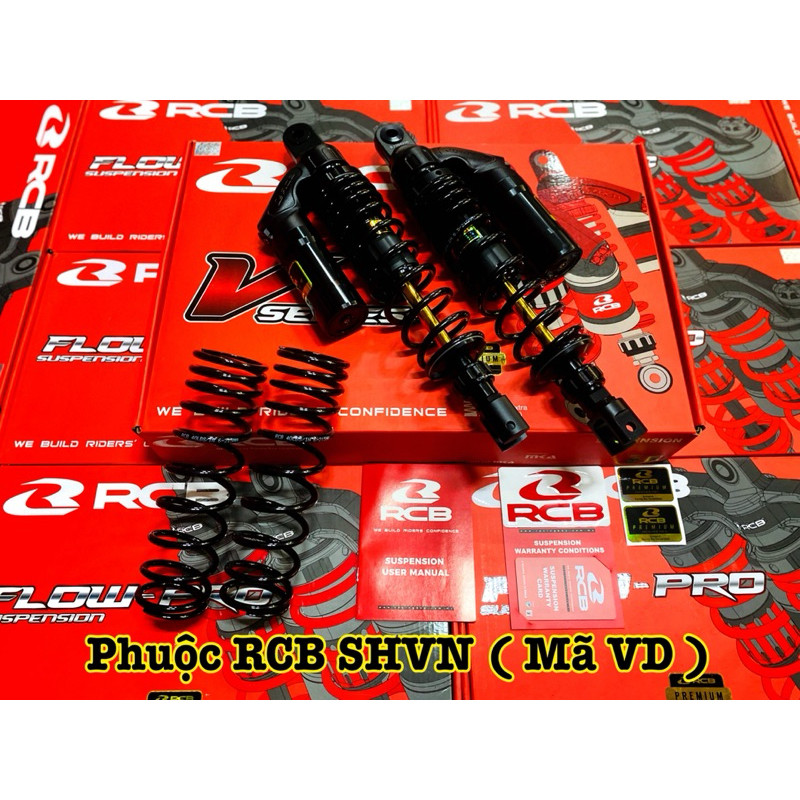 Phuộc Sau Bình Dầu RCB ( Mẫu VD Đen Ty Vàng , Size : 380MM ) Dành Cho SH Việt Nam , Hàng Chính Hãng 