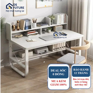 Bàn học có kệ gỗ U3, bàn làm việc Mặt Gỗ MDF 15mm, bo góc an toàn cho bé, Chân Sắt Sơn Tĩnh Điện