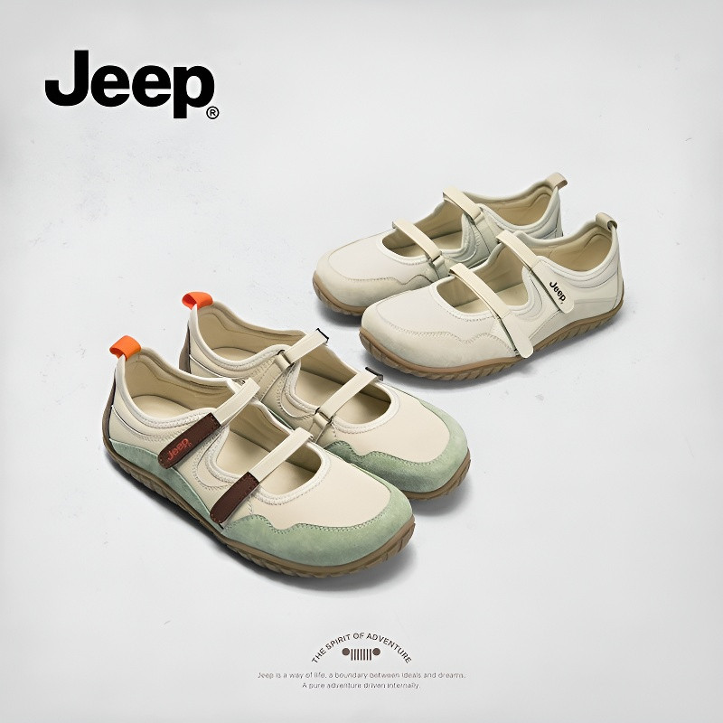 100% Authentic jeep Flat Sports Mary Jane Giày Nữ Mùa Xuân Phong Cách Mới Thoải Mái Niche Đế Mềm Già