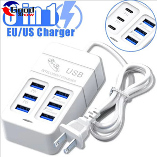   3C & Auto  Sạc nhanh 6 cổng PD 3.0 | Dải nguồn cáp mở rộng 100CM với điện áp kép hệ thống bảo vệ đa năng Thiết bị USB  Trắng  