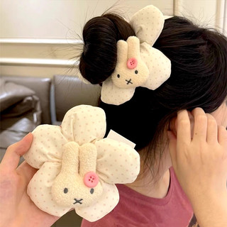  🌈Patrackiy✨Phim hoạt hình chấm bi thỏ Miffy hoa đầu tròn ngọt ngào búi tóc vòng tròn ruột cô gái tóc mới dây thừng 