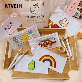 KTVEIH Túi đựng bút , Túi dây kéo bán trong suốt dung tích lớn, Túi đựng văn phòng phẩm bằng nhựa chống thấm nước chất lượng cao Quà tặng
