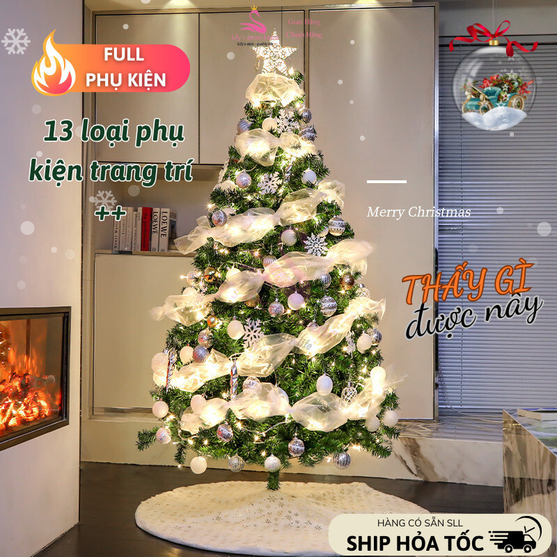 Cây Thông Noel Đẹp Màu Xanh Hồng Đầy Đủ Phụ Kiện Từ Lily's Decor House Cao 1.5m 1.8m 2.1m