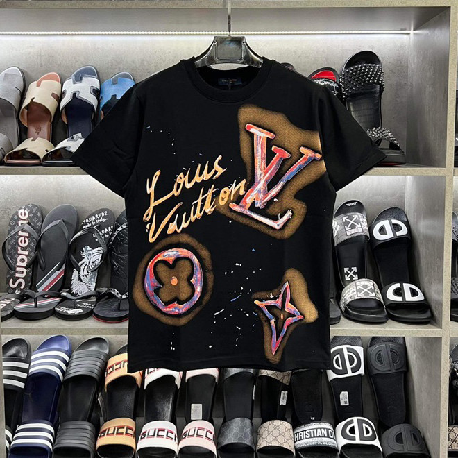 Áo Phông LV loang nâu Nam Nữ Hot Trend Chất Liệu Cotton Thoáng Mát Dày Dặn Siêu Hot Vận chuyển 24 giờ | BigBuy360 - bigbuy360.vn