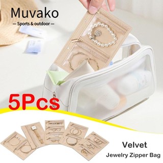 Muvako 5 Túi Đựng Trang Sức, Có Dây Kéo Trong Suốt Trang Sức Tổ Chức, Hộp Bao Bì Trang Sức Nhung PVC Thời Trang