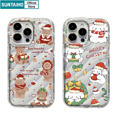 Suntaiho Ngộ nghĩnh Vỏ Dễ Thương Họa Tiết Gấu Hoạt Hình Ốp lưng Iphone 16 15 14 12 13 11 Pro Max IP 7 8 Plus Iphon X Xs XR Xs Max TPU Mềm Cao Cấp Chống Sốc Ốp Lưng
