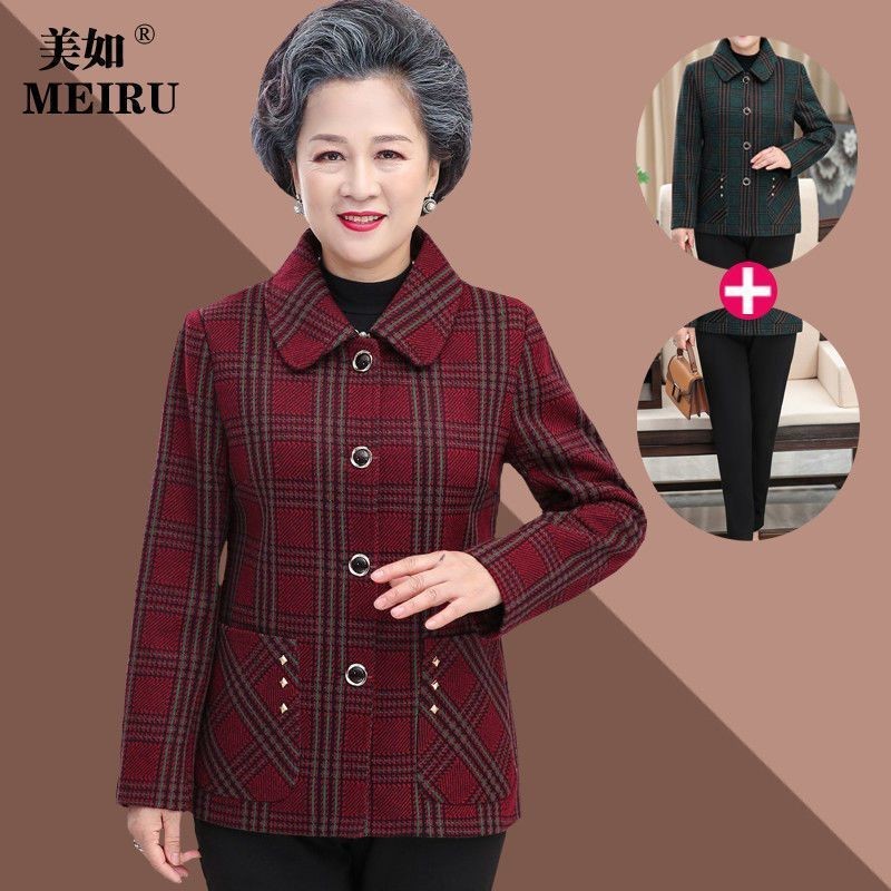 Mùa Xuân Thu Quần Áo Nữ Ông Già 60-70 Ông Già Áo Khoác Tuổi Mỏng Thu Quần Áo Mẹ Top Người Trung Niên