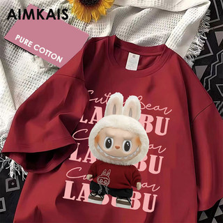 Áo thun AIMKAIS 2-14 tuổi Lớn Trẻ Em Bé Trai Bé Gái 100% Cotton LABUBU Quần Áo Unisex