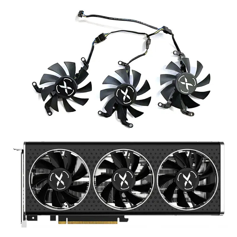 Mới 75MM 4PIN T128015SM RX6650XT Quạt GPU Cho XFX AMD Radeon RX 6650XT OC V2 RX6600 XT Card Đồ Họa Q