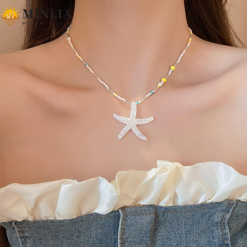Minlia Sao Biển Đính Hạt Vòng Cổ, Hạt Cơm Sao Biển Biển Series Bohemian Sao Biển Choker, Hàng Ngày B