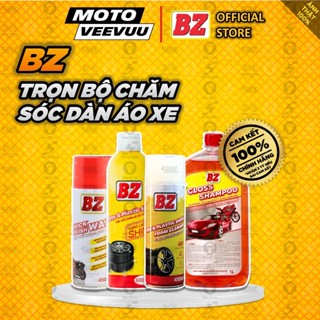 [MTVV] Trọn bộ chăm sóc dàn áo xe máy BZ Phục hồi nhựa nhám, bóng vỏ xe, nước rửa xe, sáp phủ bóng sơn wax<END>