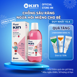 Nước Súc Miệng Cho Bé Fluor KIN Infantil Chống Sâu Răng, Hôi Miệng Cho Trẻ Từ 5 tuổi, Hương Dâu, 500ml