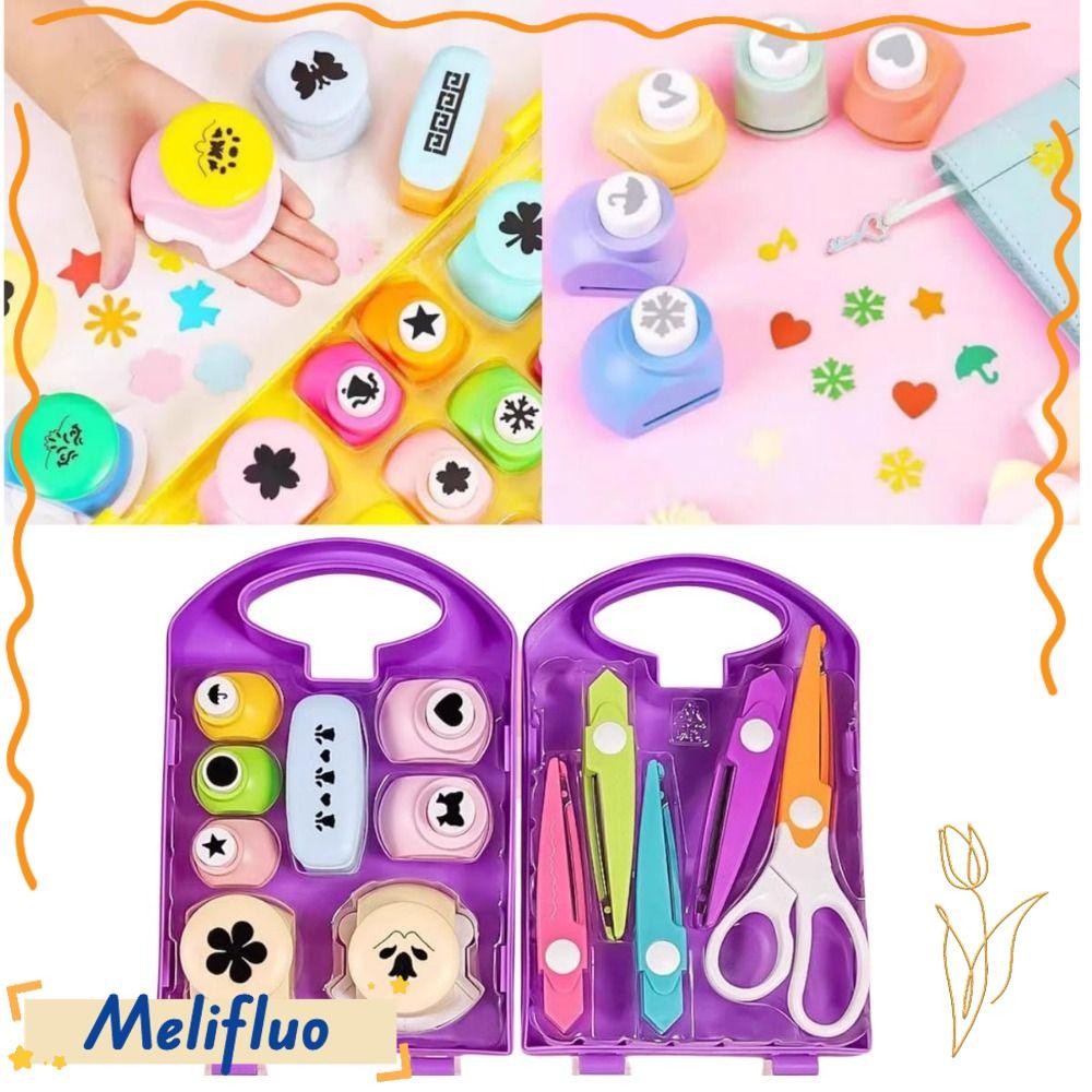 Melifluo DIY Puncher Craft Set, Nhựa DIY Projects Kids Craft Hole Punch Shapes Set, Hot With Storage