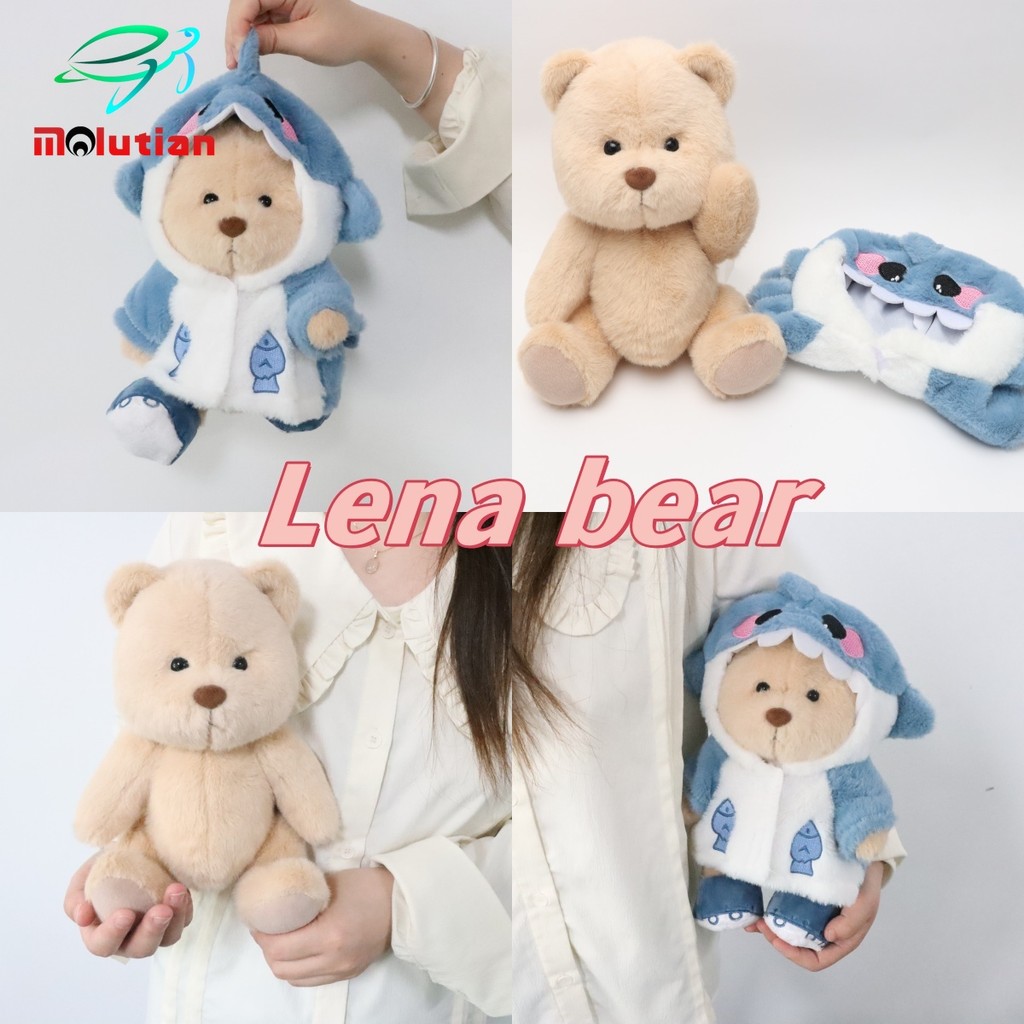 Kawaii Lena Bears Đồ chơi sang trọng Khớp gấu bông Búp bê sang trọng Gấu nâu với bộ đồ cá mập Quà tặ