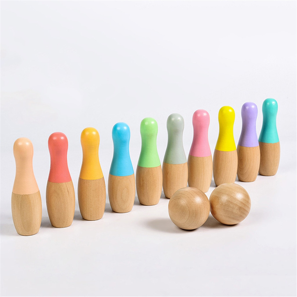 Đồ Chơi Bowling Bằng Gỗ Tay Nghề Tốt Sử Dụng An Toàn Bằng Gỗ Trẻ Em Trong Nhà Ngoài Trời Bowling Đồ 