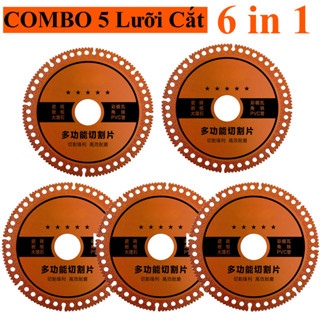 Combo 5 Lưỡi Cắt Đa Năng 6 in 1 - Đĩa Cắt Kim Cương 100mm Dạng Răng Cưa Chuyên Cắt Gạch Men, Cắt Đá , Cắt Kính Màu Cam