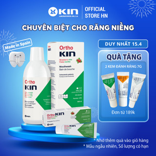 Combo Nước Súc Miệng Kem Đánh Răng Ortho Kin Cho Răng Niềng, Chỉnh Nha Chăm Sóc Chuyên Biệt 500ml/75ml