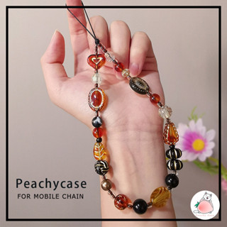 Thời Trang Màu Hổ Phách Trái Tim Tình Yêu Đính Hạt Điện Thoại Di Động Dây Đeo Điện Thoại Quyến Rũ Móc Khóa Vòng Tay Chống Mất Dây Camera Quyến Rũ