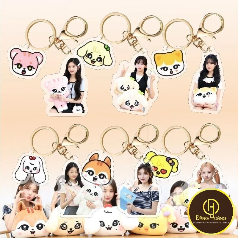 Móc khóa Kpop IVE Acrylic YUJIN GAEUL LIZ REI Yujin Wonyoung Leeseo ds Phụ kiện trang trí túi xách B