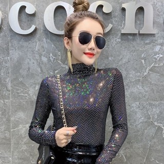  Tính khí dành cho nữ Hàng hóa Châu Âu Áo thun sáng bóng hợp thời trang dành cho nữ Áo dài tay phù hợp với phong cách phương Tây Áo lót bó sát Áo lót nữ Tính khí nữ Hàng hóa Châu Âu Áo thun sáng bóng hợp thời trang nữ dài tay phù hợp với phong cách phương  