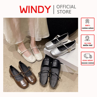Giày Búp Bê Mary Jane WINDY Mũi Tròn Đế Bệt Khóa Vuông Dáng Tiểu Thư BB-0230