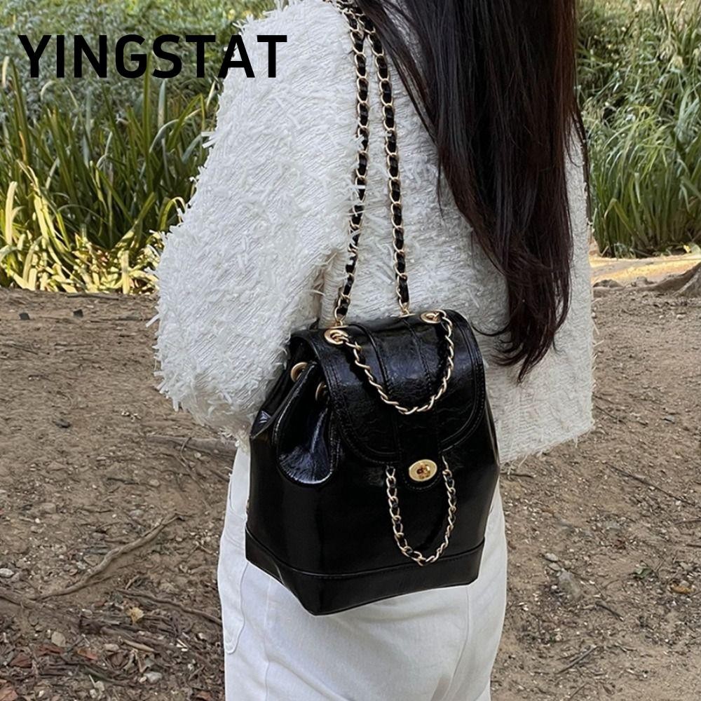 YINGSTAT Chains Ba lô nữ Ba lô da mùa thu đông