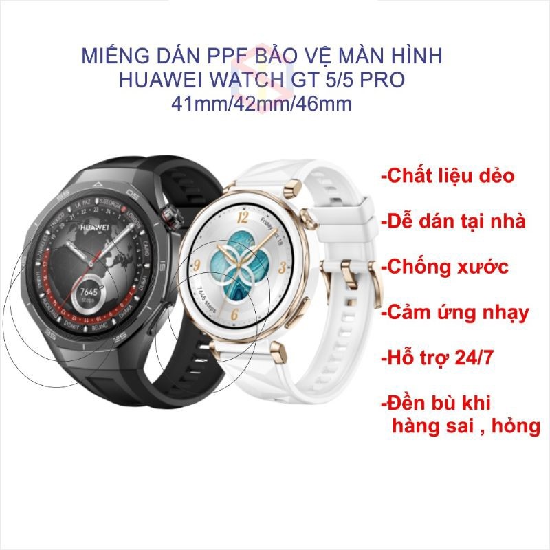 (Huawei Watch GT 5/GT5 Pro) Dán PPF chống xước màn hình Huawei watch GT5 41mm/42mm/46mm VTstore