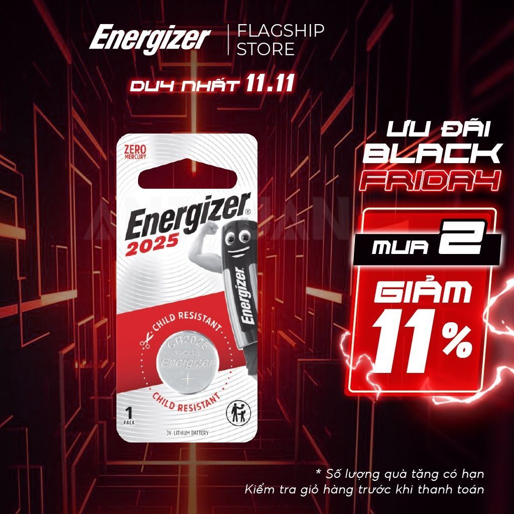 ANTHUAN  Pin Cúc Áo Energizer Lithium E-CR2025 BP1 - Vỉ 1 Viên