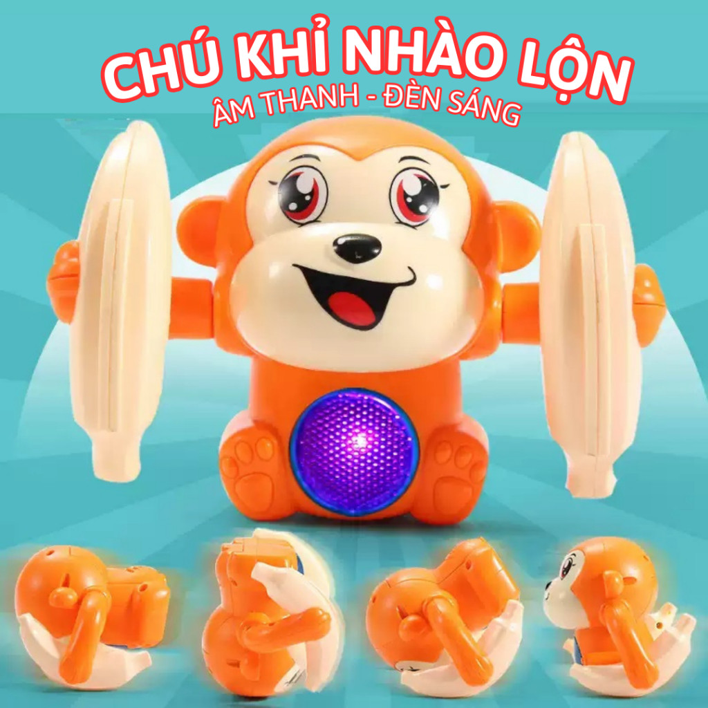 Chú khỉ Nhào Lộn Phát Nhạc Sáng Đèn Vui Nhộn, Đồ Chơi Cho Trẻ Sơ Sinh 1 2 3 tuổi Cho Bé Quà Tặng Trẻ Em