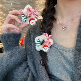  Merry Chrismas Mềm Lông Tơ Nơ Chrismas Cây Ngôi Sao Kẹp Tóc Nổ Kẹp Công Chúa Mũ Phụ Kiện Tóc 
