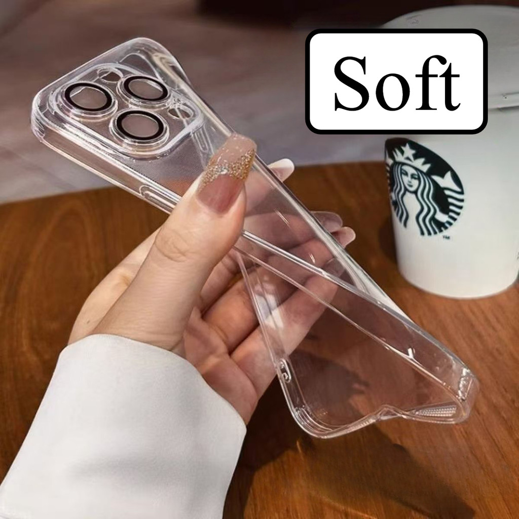 Ốp điện thoại TPU silicon dẻo trong suốt bảo vệ máy ảnh thích hợp cho  iPhone 16 15 14 13 12 11 Pro Max Plus X Xs Max XR 7 8 Plus SE