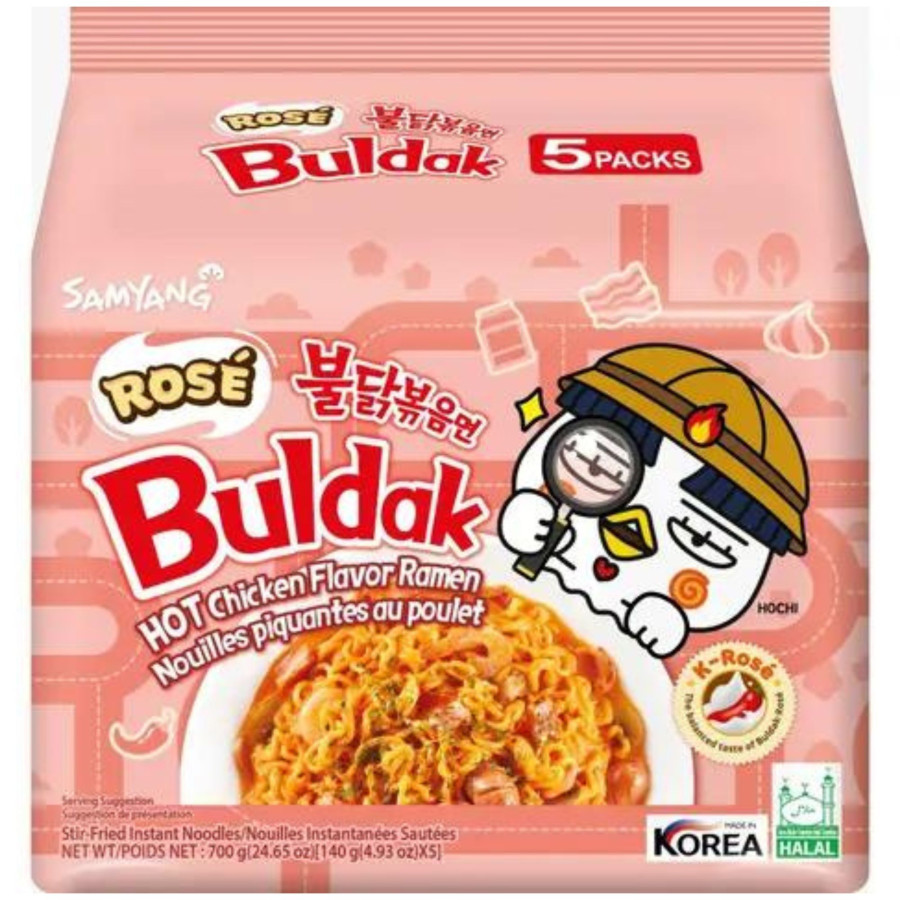 [Lốc 5 gói] Mì khô gà cay Samyang Rose Buldak 140g/gói