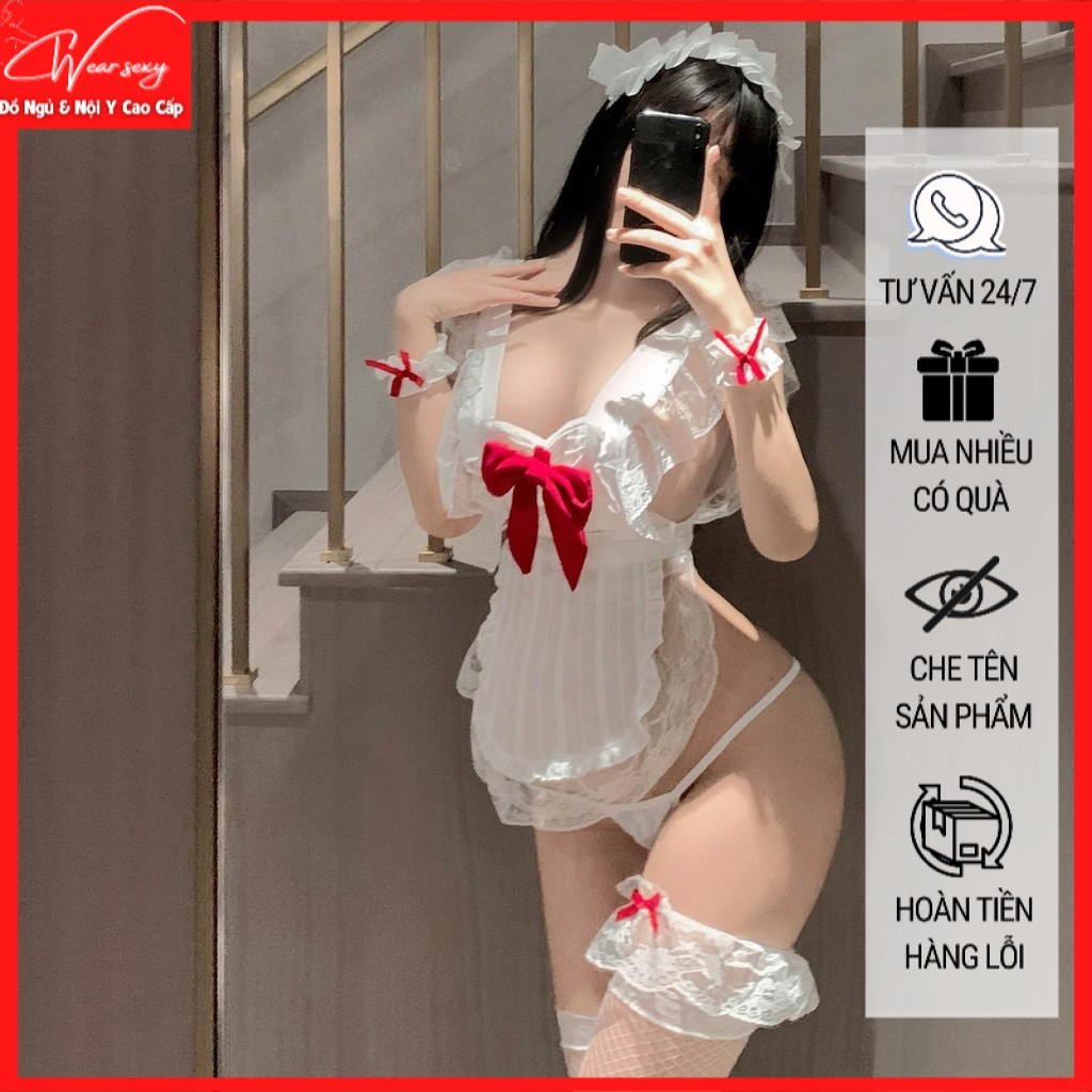 𝐂𝐖𝐄𝐀𝐑.𝐒𝐄𝐗𝐘 Đồ Lót Gợi Cảm Nữ Hầu Gái Cổ Nơ Đỏ Quyến Rũ 64325 | BigBuy360 - bigbuy360.vn