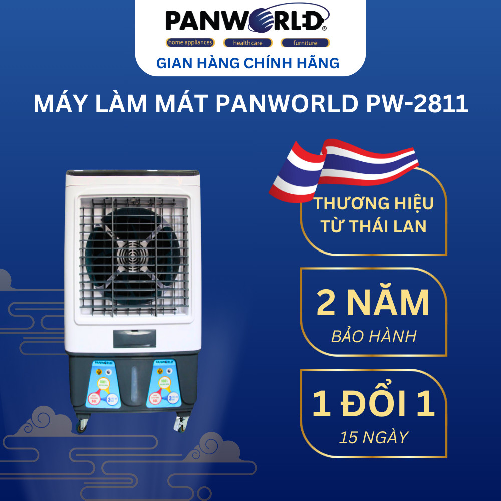 Quạt Điều Hòa Hơi Nước Làm Mát Nhanh Panworld PW-2811, Máy Làm Mát Không Khí Công Suất Lớn BH 2 Năm