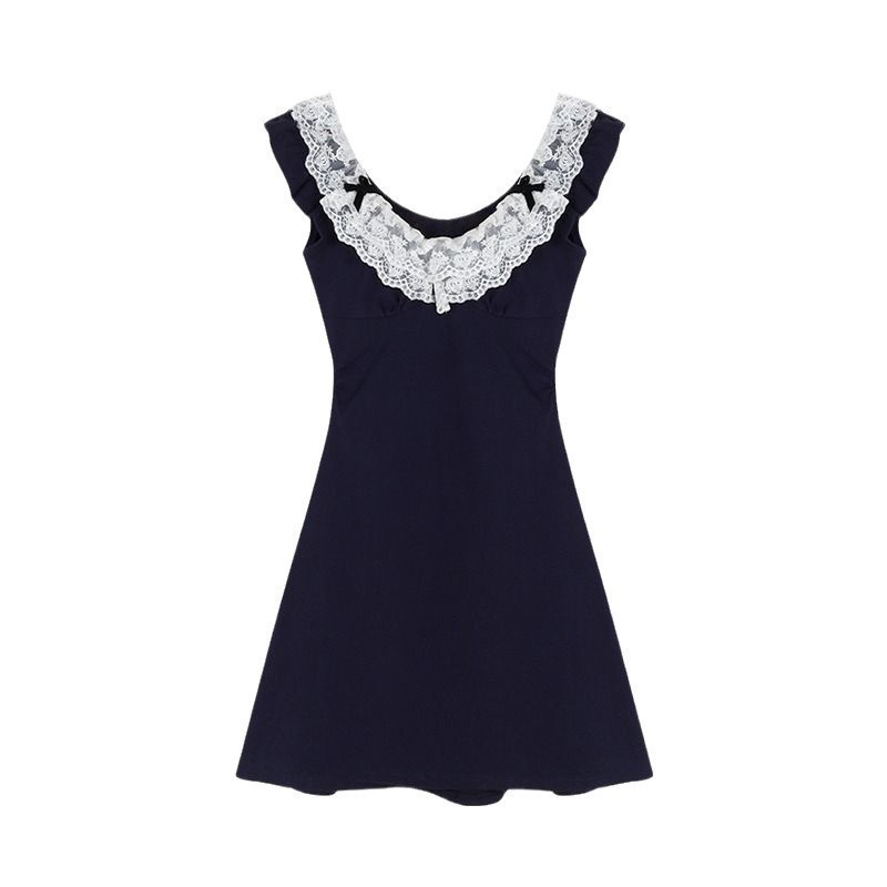 (Khâu ren) Đầm bó gợi cảm màu trơn nơ dự tiệc váy chữ A dễ thươngVáy lệch vai cổ chữ U cóviền cổ bèo | BigBuy360 - bigbuy360.vn