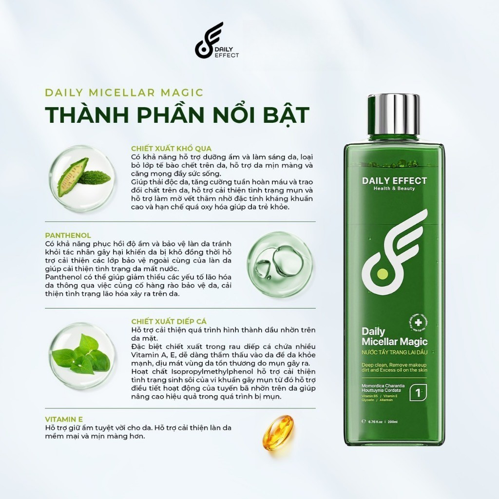 Nước Tẩy Trang Daily Micellar Magic Daily Effect 200ml- tẩy sạch da