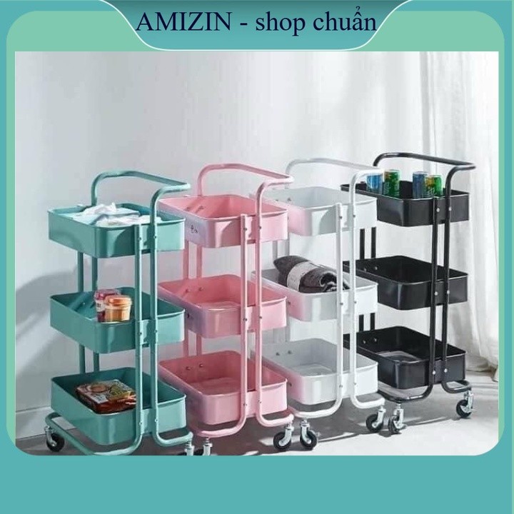 Freeship Xe Đẩy Nhựa Spa 3 Tầng Đủ 4 Màu Thiết Kế Đẹp Mắt Có Bánh Xe Di Chuyển Và Khóa Bánh