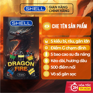 Bao cao su Shell Dragon Fire - Hộp 5 bao gai, bi nổi lớn + 5 bao Shell Performax (Hộp 10 cái) | SHELL CHÍNH HÃNG