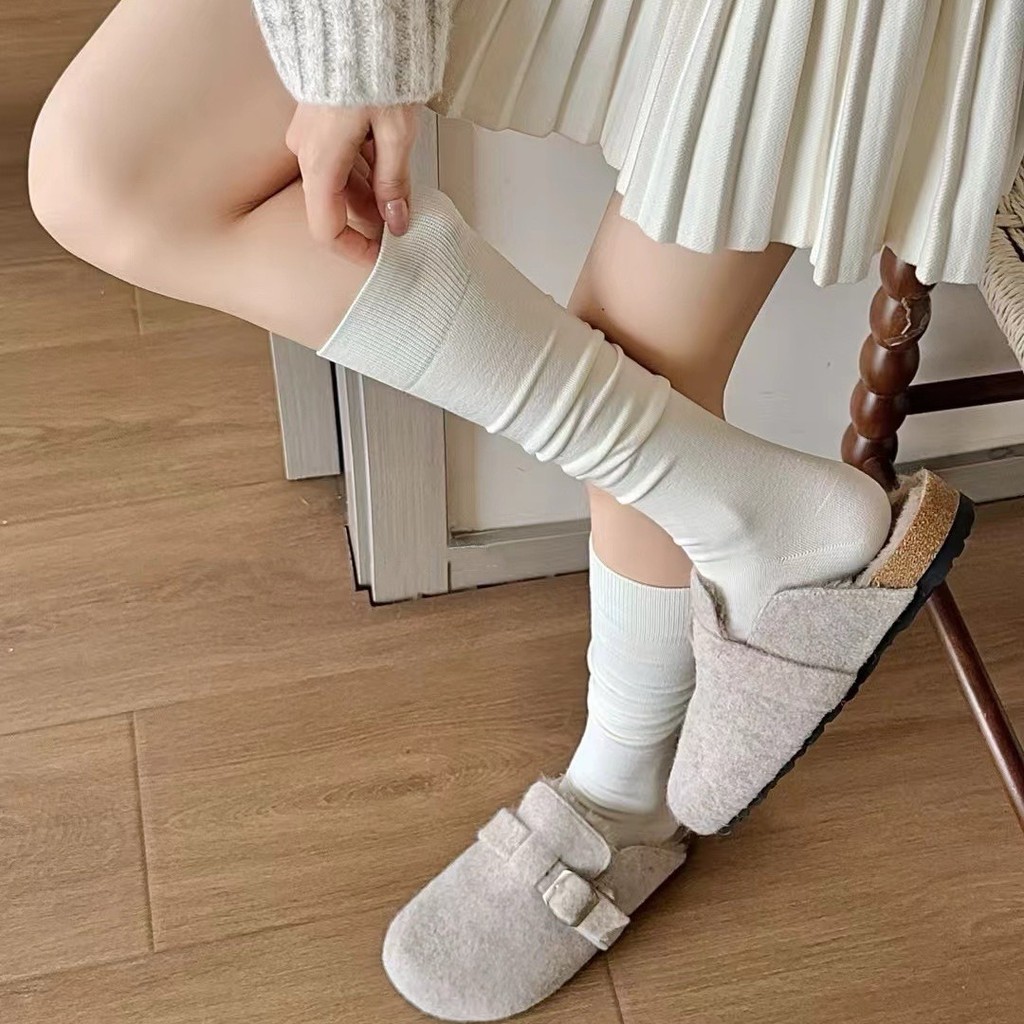 Mùa Thu Đông miu Series Ngọt Ngào Màu Trơn Mềm Mại Thoải Mái Nguyên Chất Cotton Màu Trơn JK Preppy P