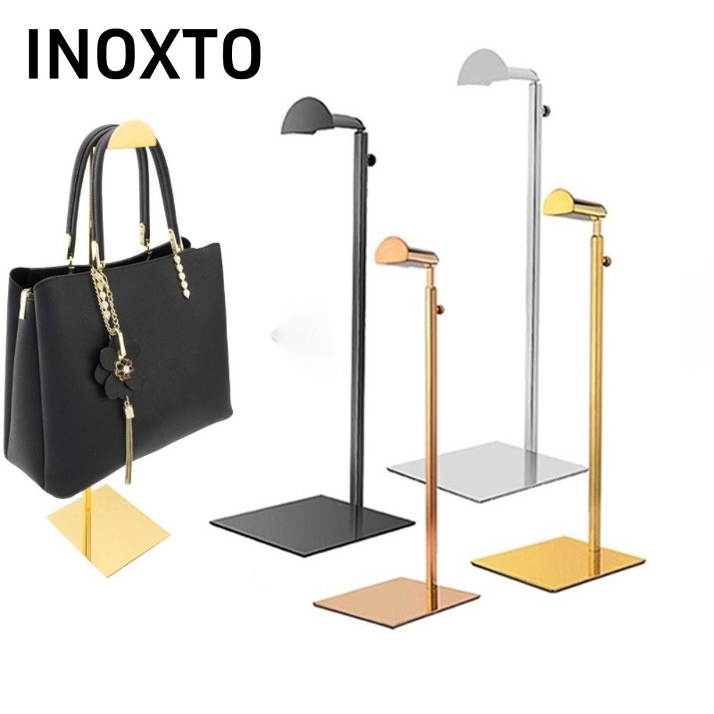 INOXTO Kệ trưng bày túi , Giá đỡ kim loại bằng thép không gỉ vàng / bạc, Giá đỡ ví có thể điều chỉnh được đánh bóng chất lượng cao Túi xách nữ