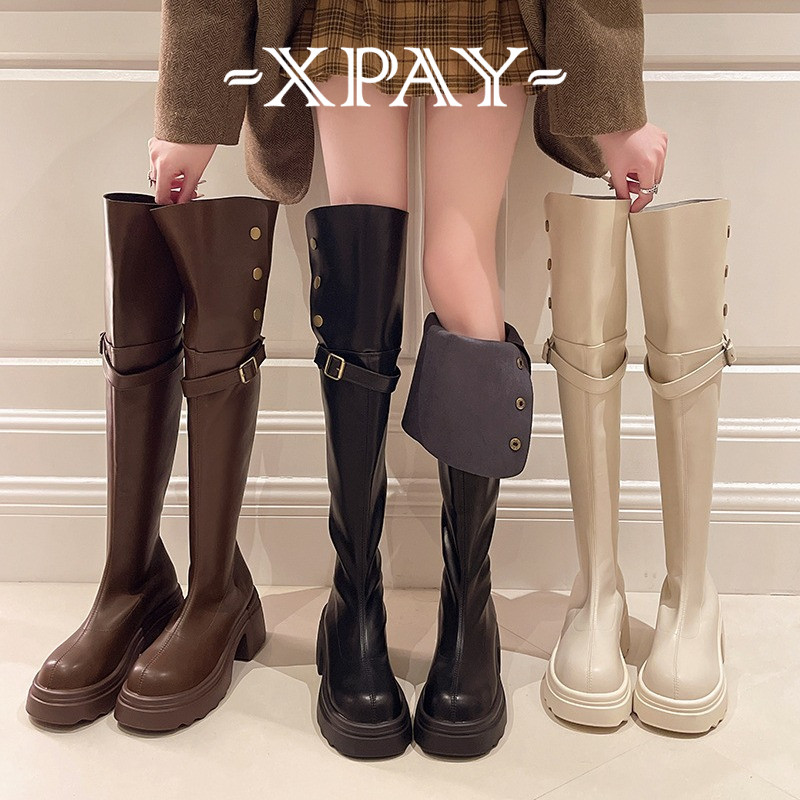 XPAY giày boot nữ, Bốt nữ cao cổ kiểu dáng Martin hot trend Tiện dụng Nhẹ Bền Phong cách FSX24B0DO0 45Z241107