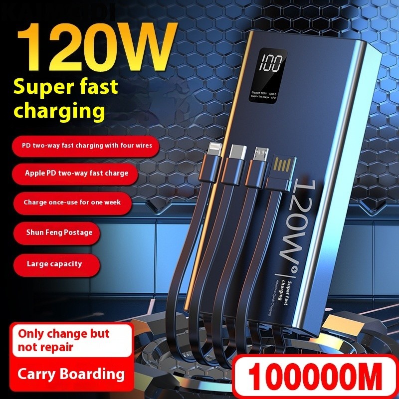 kaimeidi Sạc dự phòng siêu nhanh 120W 100000 Mah phù hợp với nhiều mẫu dung lượng lớn 220V