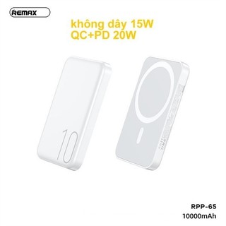 Pin sạc dự phòng không dây REMAX RPP-65 10000mAh QC 3.0 22.5W và PD 20W (Trắng) BẢO HÀNH 12 THÁNG