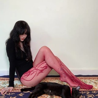  Bán Nóng! F & X cá tính quần tất đen Gothic sexy rỗng HOT GIRL Jacquard Lưới Đánh Cá Quần tất mỏng màu đen da rắn màu đỏ rượu 