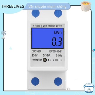 EasyHome 5-32A 230V 50Hz Đèn nền LCD Đồng hồ đo năng lượng một pha Watt KWh Meter DIN Rail Mount
