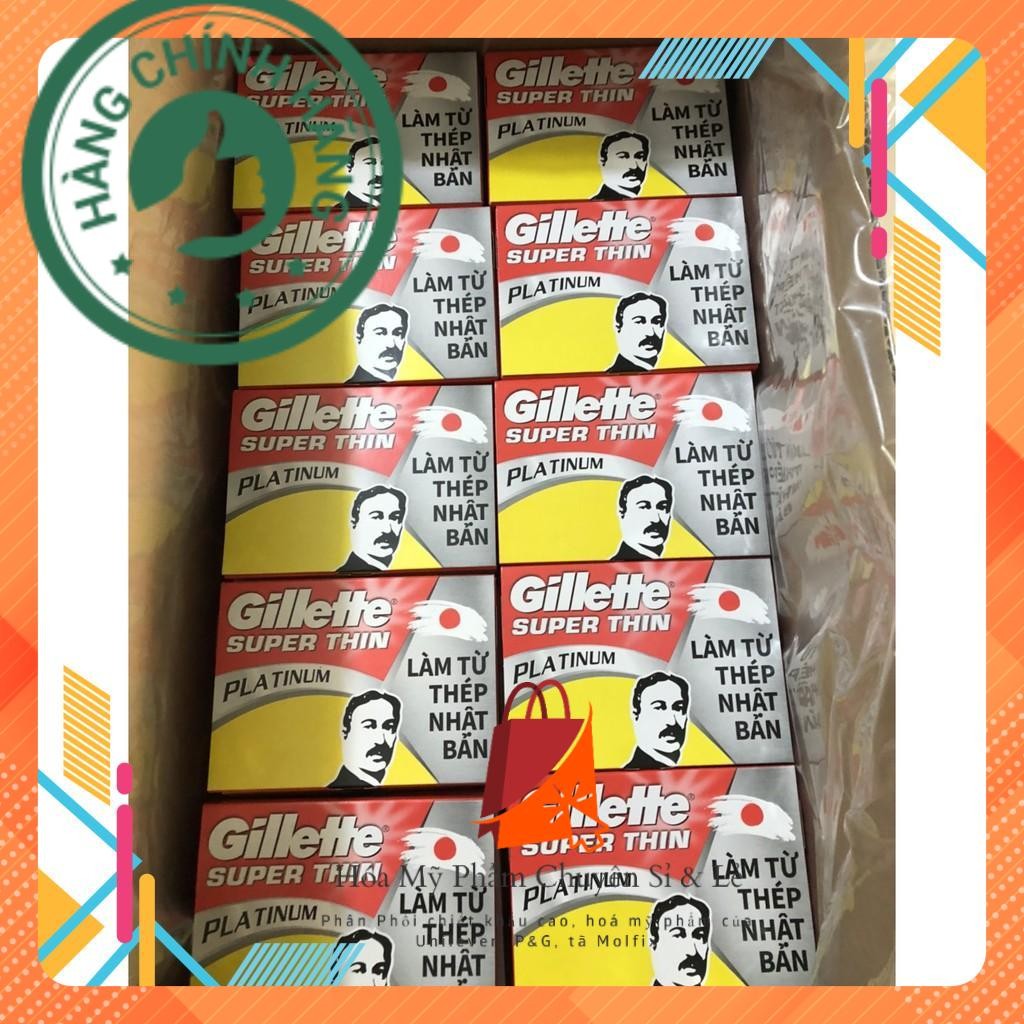 Lưỡi Lam Gillette Super Thin Platinum - Hộp 100 Lưỡi ( 20 hộp nhỏ, mỗi hộp 5 lưỡi)