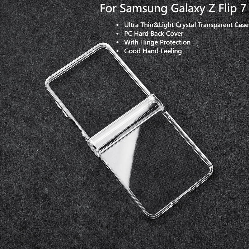 Dành Cho Samsung Galaxy Z Flip7 Z Flip 7 Ốp Lưng Pha Lê Sang Trọng Trong Suốt Bản Lề Bảo Vệ PC Cứng 
