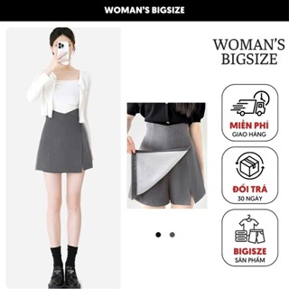 Quần giả váy nữ bigsize chân váy chữ A ngắn cạp cao vắt chéo tôn dáng thoải mái xẻ đùi tà trước che khuyết điểm GV01