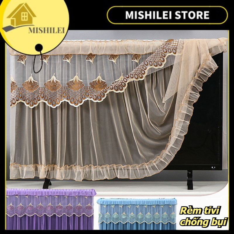 MISHILEI-Rèm tivi chống bụi,vải che bụi cao cấp 32 inch,trang trí ti vi,decor tivi, tấm phủ che tivi