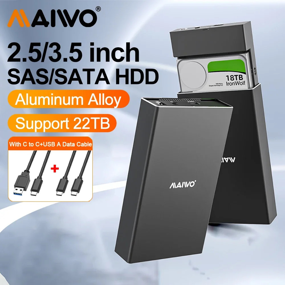 Hộp đựng ổ cứng MAIWO SAS SATA USB3.1 Type-C SAS 2.5 & 3.5 Inch HDD Docking Station Hộp đĩa cứng
